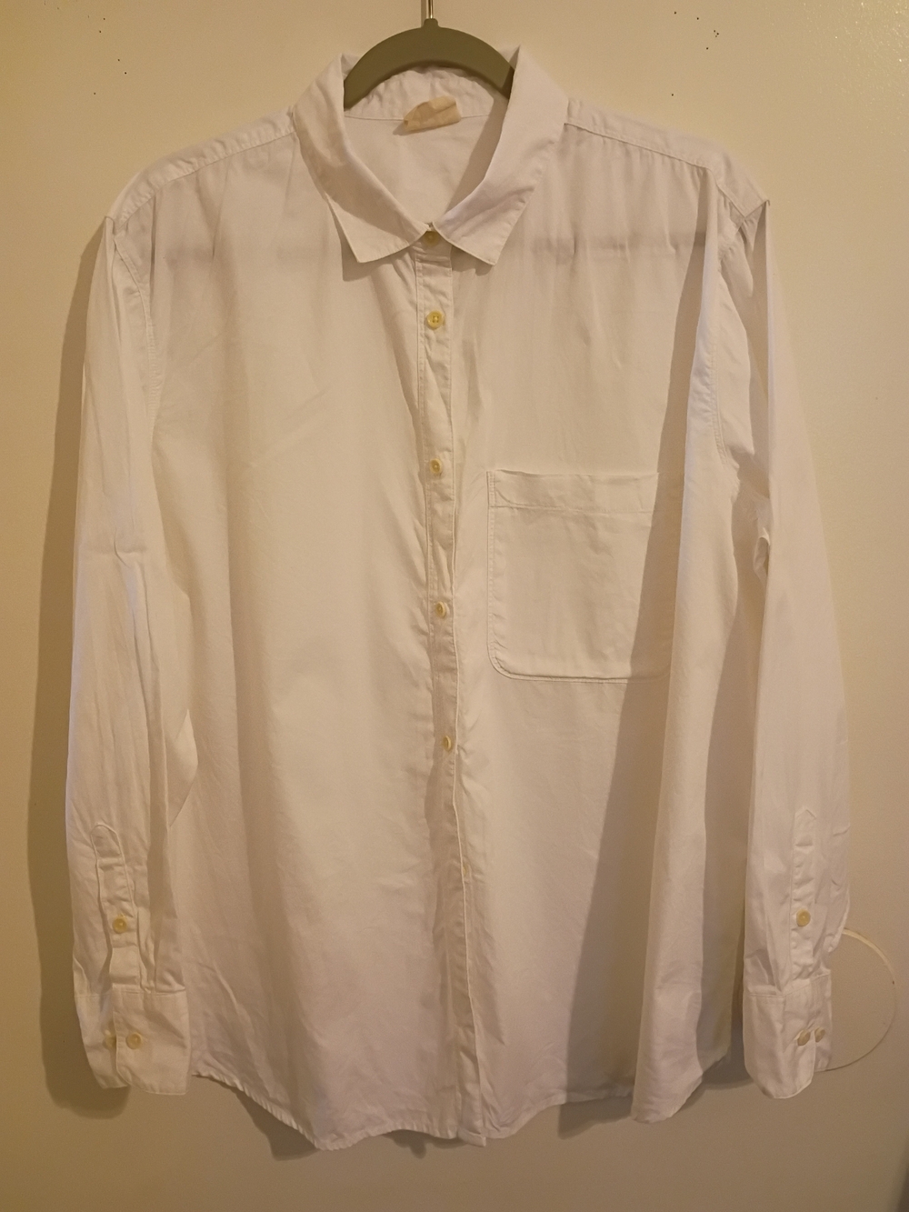 Pact Women's White Long-Sleeve Button Shirt Organic Cotton Sz XL